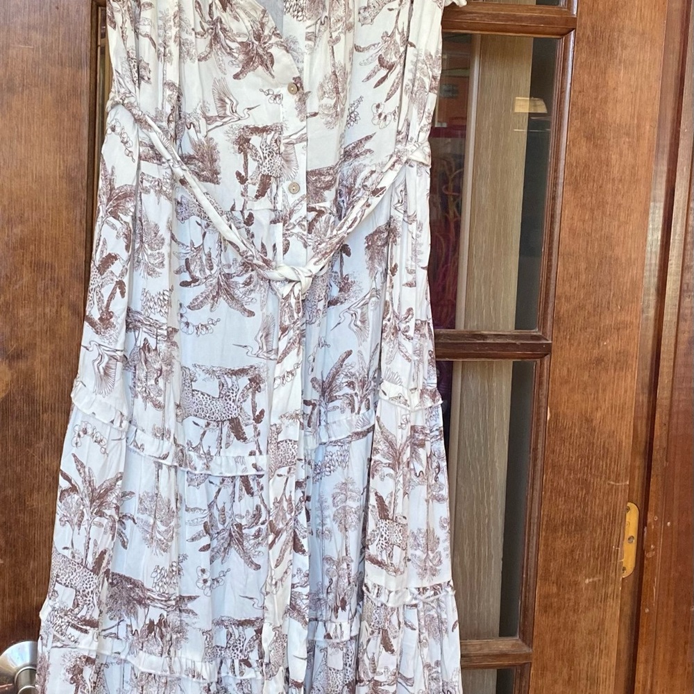 Summery Cream and Brown Women's Dress